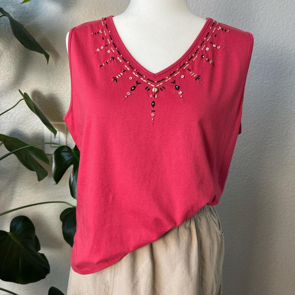 Vintage embroidered beaded tank top